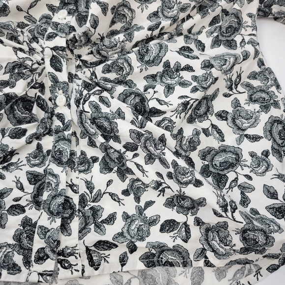 Thakoon For Design Nation Womens Blouse Size Small Button Up Floral Ruched - Picture 11 of 12